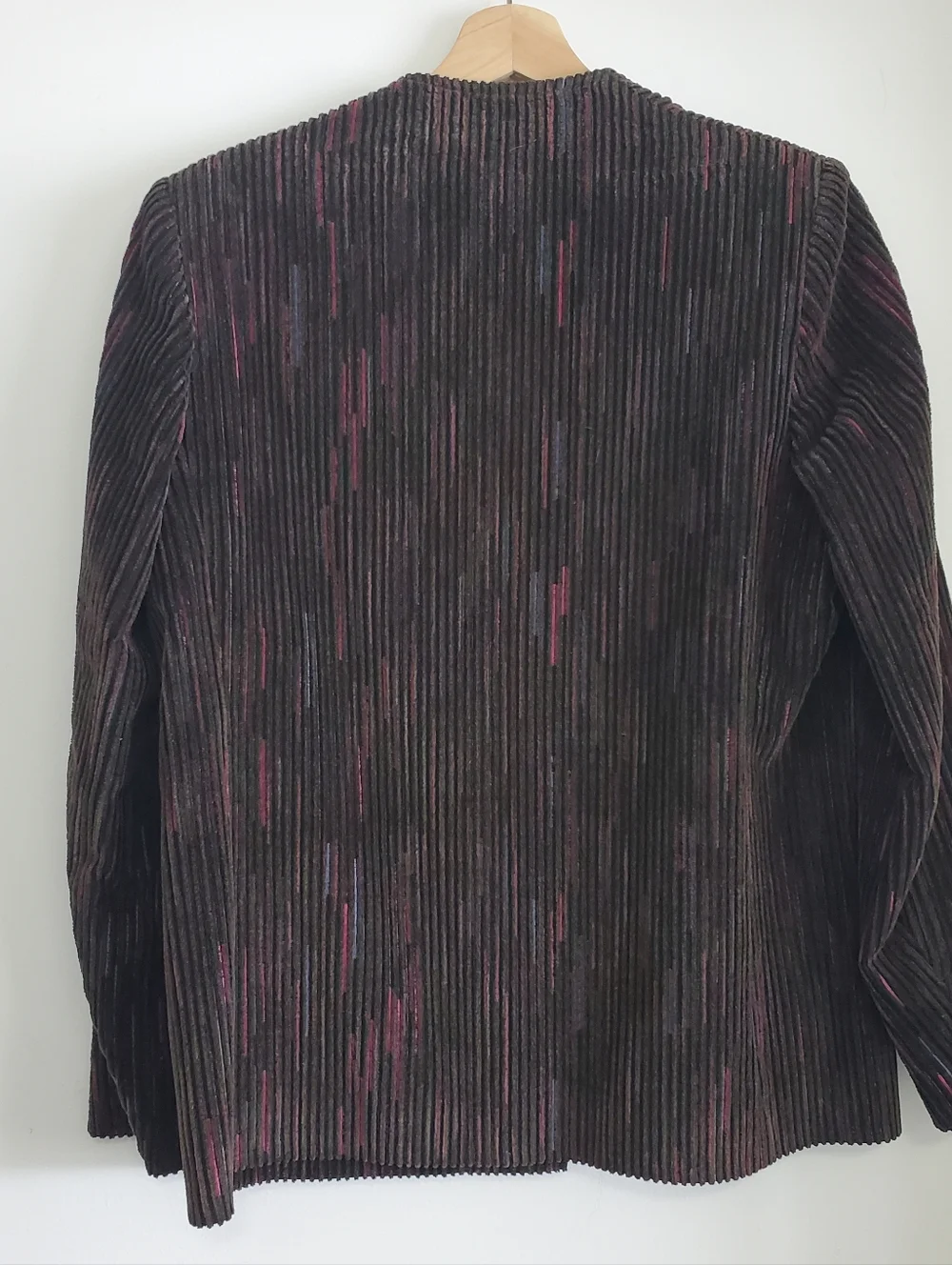 Vintage 60s Brian Tucker Dublin Size 12 Black Corduroy Suit Jacket Pink Stripes - Picture 4 of 16